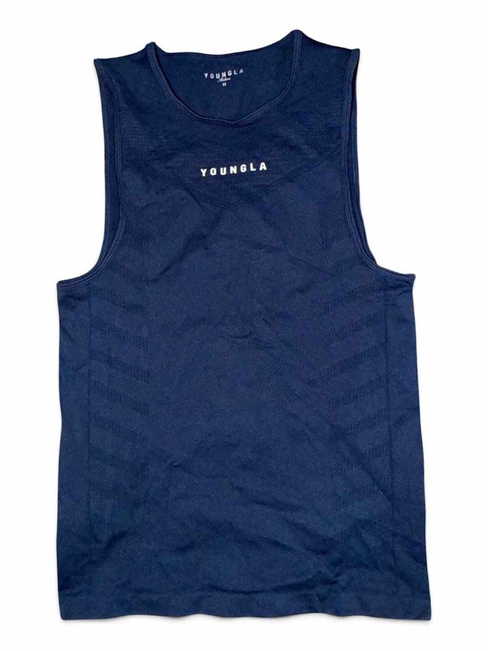 YoungLA Model 343 Seamless Muscle Tank Navy Men’s Size M Gym Workout
